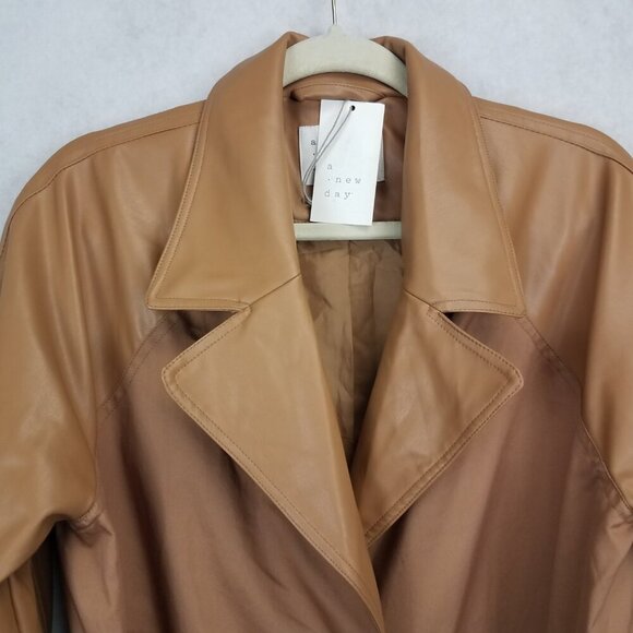 NEW A new Day Women's S Trench Coat in Burlap Brown Cotton NWT $50 - Picture 4 of 12